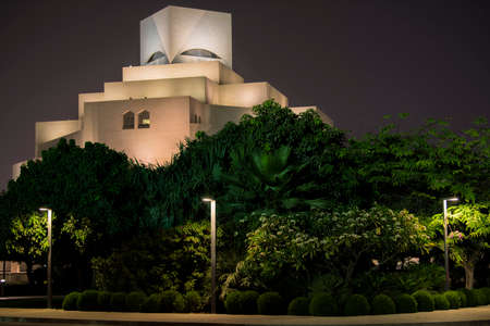 Doha,Qatar - March 05, 2019 : Night views of the Museum of Islamic Art in Doha.
