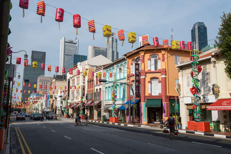 Singapore City,Singapore-September 08,2019: Singapore's Chinatown it's famous for its colourful...