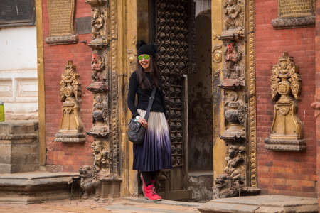 Kathmandu, Nepal- March 20,2022 : Tourists tour the Patan Durbar Square. Patan is one of the oldest know Buddhist City.のeditorial素材