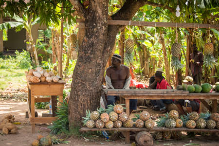 Zanzibar, Tanzania - January 05,2022: Street view of the usual daily life of local people all ages...