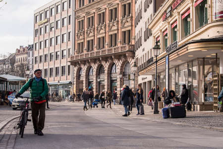 Munich, Germany - December 20,2021: Street view of Munich downtown on Winter day.のeditorial素材