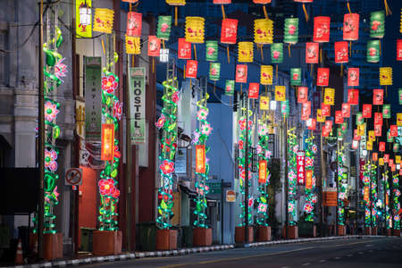 Singapore -September 08,2019: Chinatown in Singapore decorated with Chinese lanterns to celebrate...