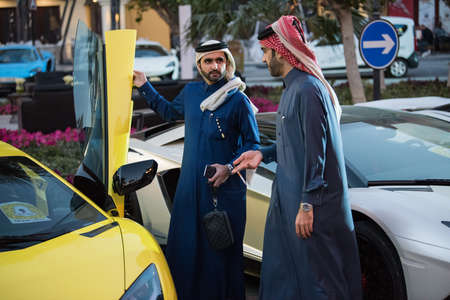 Doha ,Qatar-February 01,2020 : Exhibition of luxury supercars organized by the Qatari team called "Elite supercars" in the area of the artificial island of Pearl.のeditorial素材
