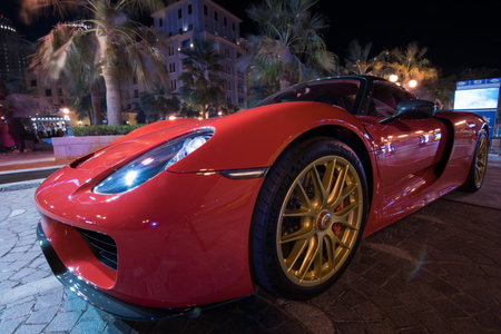 Doha ,Qatar-February 01,2020 : Exhibition of luxury supercars organized by the Qatari team called "Elite supercars" in the area of the artificial island of Pearl.のeditorial素材