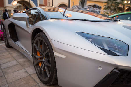 Doha ,Qatar-February 01,2020 : Exhibition of luxury supercars organized by the Qatari team called "Elite supercars" in the area of the artificial island of Pearl.のeditorial素材
