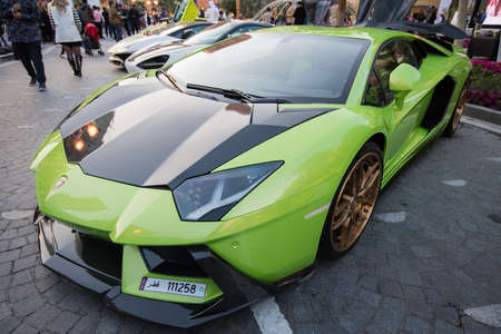 Doha ,Qatar-February 01,2020 : Exhibition of luxury supercars organized by the Qatari team called "Elite supercars" in the area of the artificial island of Pearl.のeditorial素材