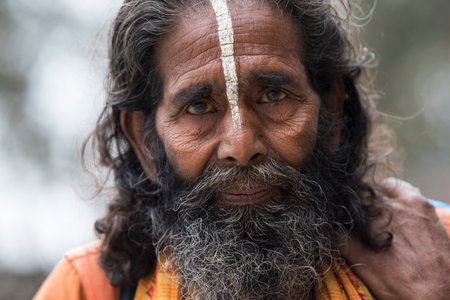 Kathmandu, Nepal- April 20,2022: Sadhu - Indian Holymen on street of Kathmandu the capital of Nepal.