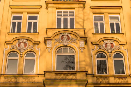 Munich, Germany - December 19 2021: Street view of the facade of the building in Munich downtown on Winter day.のeditorial素材
