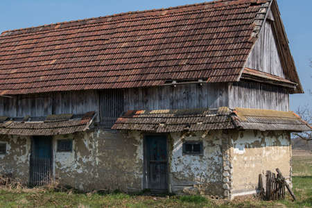 Croatia, April 20,2022 : Very old traditional wooden house.のeditorial素材