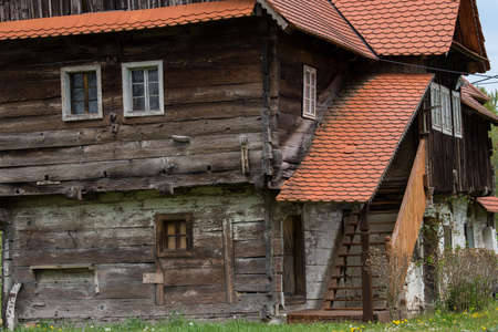 Croatia, April 20,2022 : Very old traditional wooden house.のeditorial素材