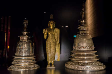 Singapore City,Singapore-April 22,2022: Sculpture in The Buddha Tooth Relic Temple complex in the Chinatown district of Singapore.のeditorial素材