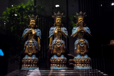 Singapore City,Singapore-April 22,2022: Sculpture in The Buddha Tooth Relic Temple complex in the...