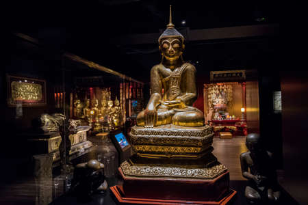 Singapore City,Singapore-April 22,2022: Sculpture in The Buddha Tooth Relic Temple complex in the Chinatown district of Singapore.のeditorial素材