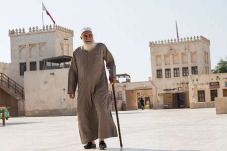 Doha ,Qatar - February 01,2020 : New souk Al Wakrah waterfront promenade with his traditional...