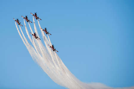 Doha,Qatar,December,18,2017. The Qatar Air Force Parade on the Doha Corniche waterfront promenade...