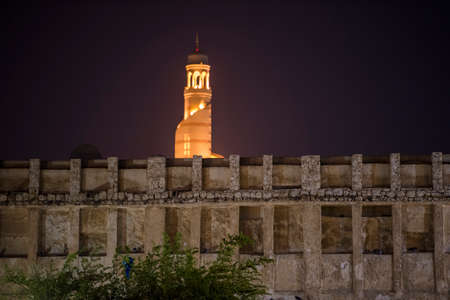 Doha, Qatar, April 22,2022: Night views of the traditional Arabic architecture of Souq Waqif Market.