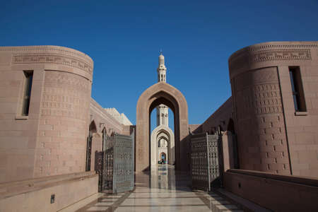 Muscat,Oman - April 24,2022 : View on Sultan Qaboos grand mosque architecture in Muscat.のeditorial素材