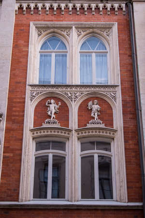 Munich, Germany -April 27,2022: Details of stone ornaments on the facades of baroque buildings in the German city Munich which is the capital city in Bavaria.のeditorial素材