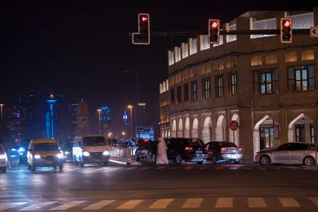 View of the streets of Dubai at night