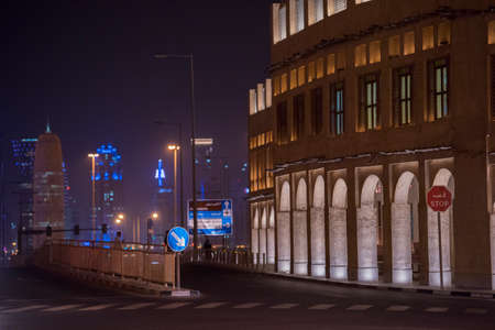 Dubai downtown at night, United Arab Emirates