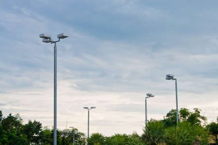 Light poles at sunset