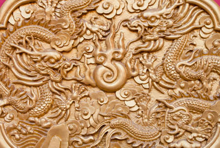 Chinese style dragon art wallの写真素材