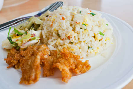 Thai food fried rice and chicken friedの写真素材
