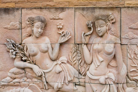 Thai art wall on stone