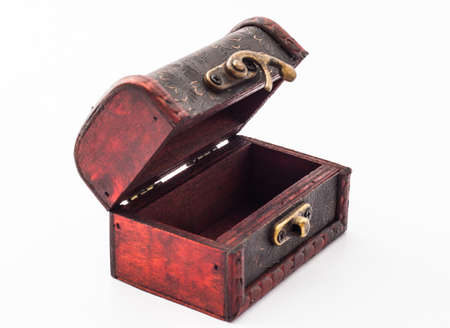 Wooden chest on white backgroundの写真素材