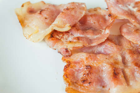 Bacon isolated on white backgroundの写真素材