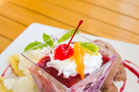 Ice cream choccolate with cherry