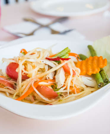 Papaya salad with seafoodの写真素材