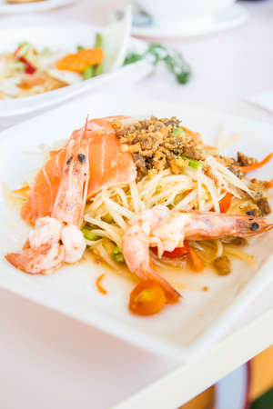 Papaya salad with seafoodの写真素材