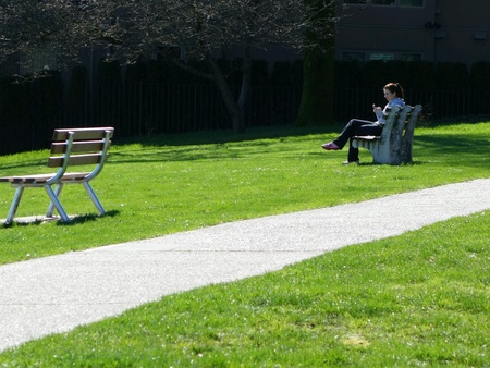 Young woman in the parkの素材