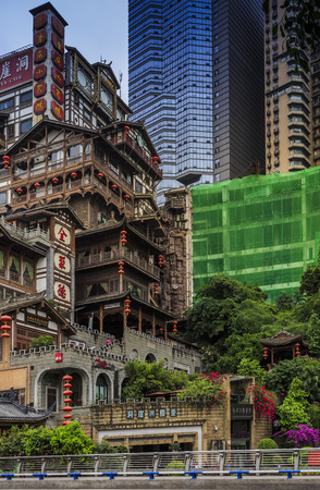 Buildings in Hongyadong, Chongqingのeditorial素材