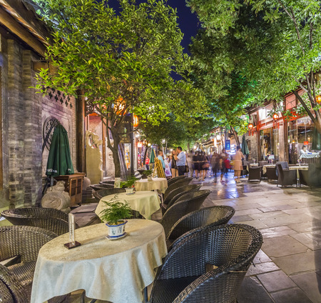 Night in the alley of Chengduのeditorial素材