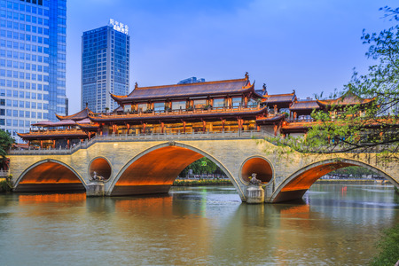 Anshun Bridge in Chengduのeditorial素材