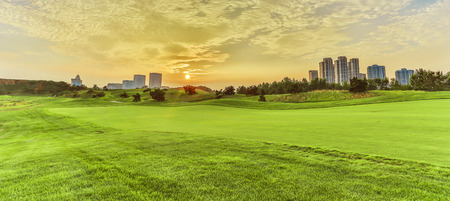 Sunset scenery at the golf courseのeditorial素材