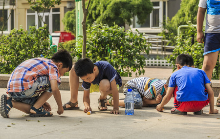 Children playing at outdoorのeditorial素材