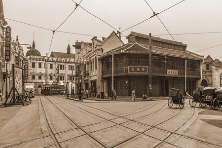 View of Shanghai old streetのeditorial素材