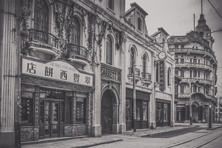 The old buildings of Shanghai old street in Shanghaiのeditorial素材
