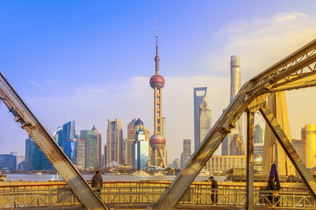 Beautiful city skyline of Shanghaiの写真素材