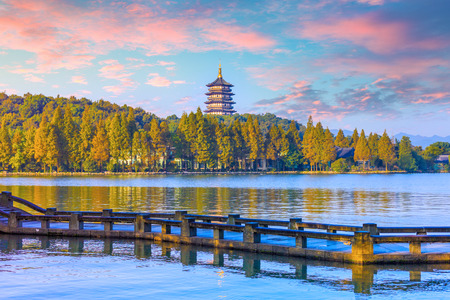 West Lake sunsetのeditorial素材