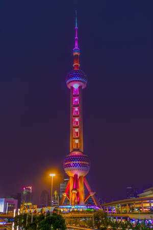 Shanghai Oriental Pearl nightのeditorial素材