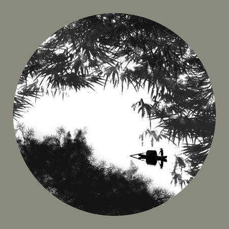 Chinese ink landscape paintingのeditorial素材