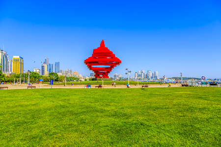 Qingdao City Plaza landscape viewのeditorial素材