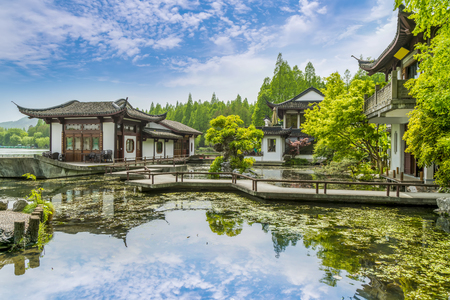 The beautiful landscape and classical gardens of West Lakeのeditorial素材