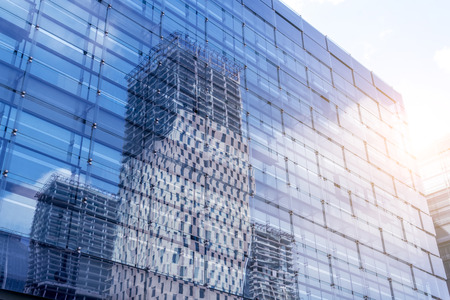Low angle view of skyscrapers architectural glassのeditorial素材