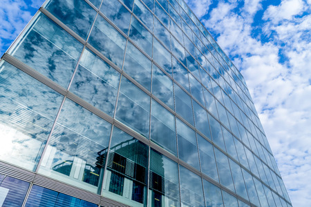 Low angle view of skyscrapers architectural glassのeditorial素材