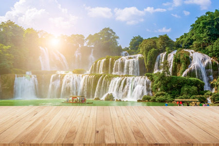 Nature landscape scenery view of a waterfall in Chinaの写真素材